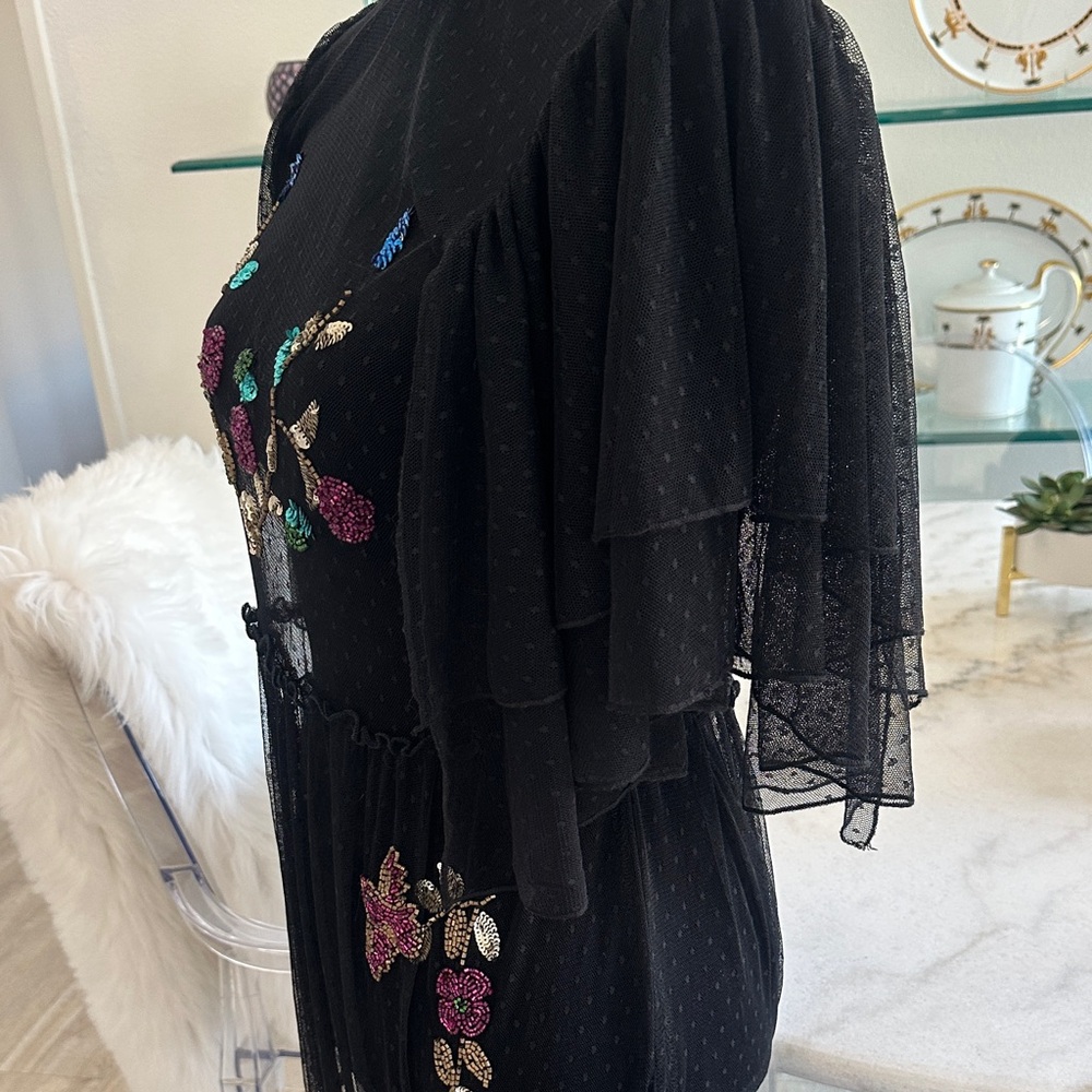 Free People Black Dress with Colorful Floral Embroidery - Picture 6 of 10